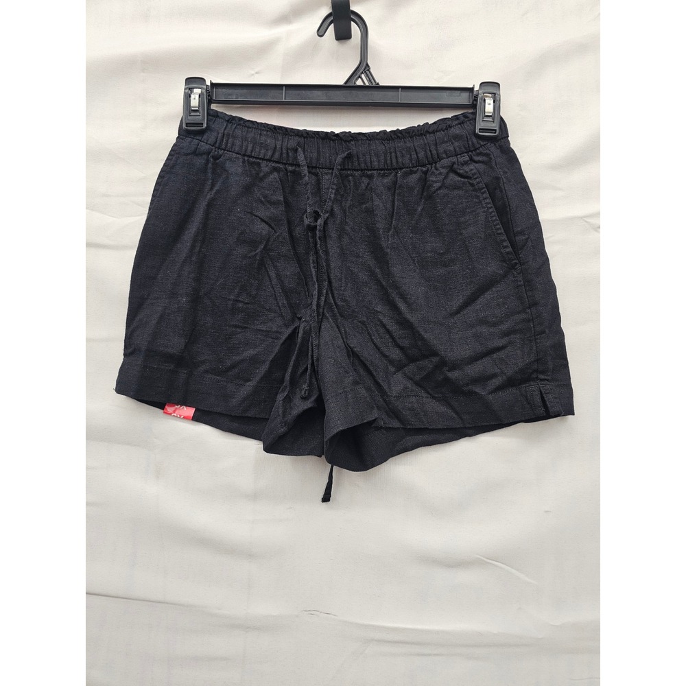 Gap Womens Pull-On Shorts Black Linen Blend Relaxed Size XS‎